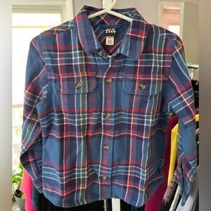 Tea Collection boys blue plaid shirt Sz 3